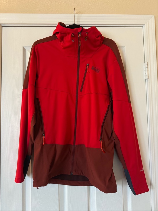 REI Other - REI Men’s Red and Brown Hooded Performance Softshell Jacket